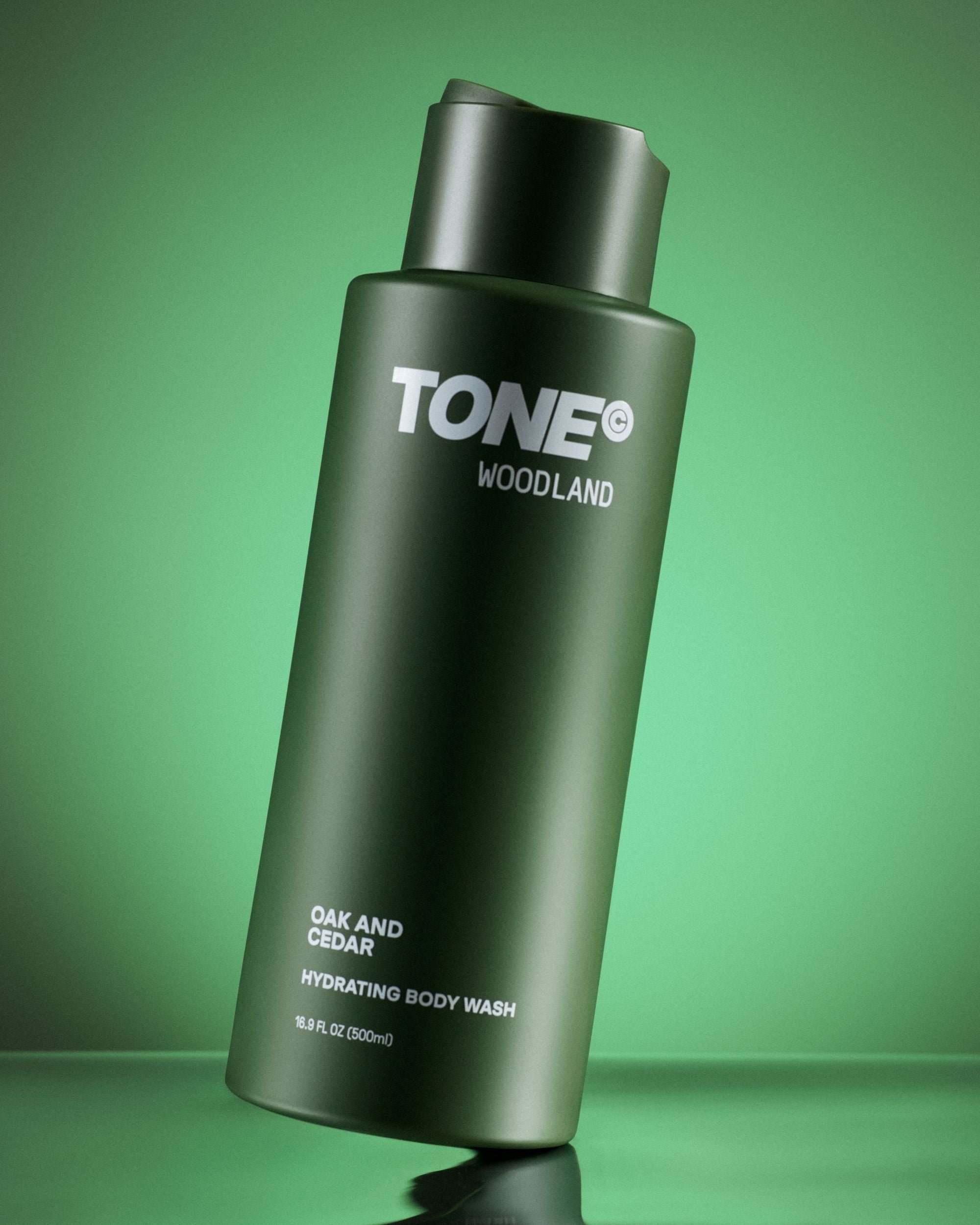 TONE Woodland Oak and Cedar Hydrating Body Wash on Table
